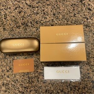 Gucci Sunglasses Eyeglasses Case w/ Box ID Card and Cloth Wipe